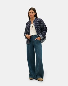 Natura - Jasje met Print - Samara - Blauw / gebroken wit - reversible