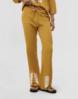 Natura - Broek - Dijon - Katoen/linnen - Mosterdgeel