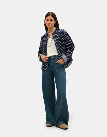 Natura - Jasje met Print - Samara - Blauw / gebroken wit - reversible