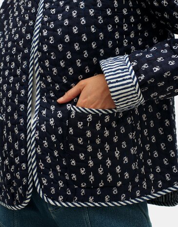 Natura - Jasje met Print - Samara - Blauw / gebroken wit - reversible