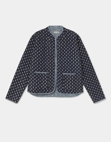 Natura - Jasje met Print - Samara - Blauw / gebroken wit - reversible