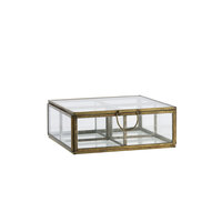 Madam Stoltz - opbergbox glas - 14 x 14 x 5,5 cm - vakjes