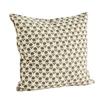 Madam Stoltz - Geprinte kussen- off white/groen/wijnrood -50 x 50 cm