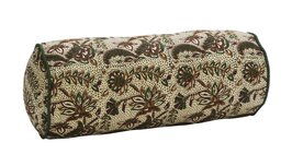 Madam Stoltz -  bolster kussen - off white/groen/kastanje - 20 x 50 cm