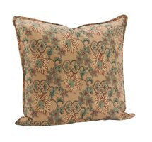Madam Stoltz - Geprinte kussen- perzik/zeegroen/zand 50 x 50 cm