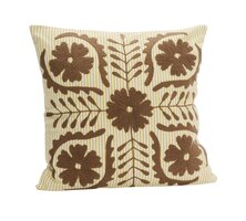Madam Stoltz - Suzani geborduurde kussen - bruin/geel/off white - 45 x 45 cm