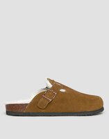 Natura - Suede slof / klomp - cognac / wit kunstbont