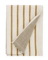 Madam Stoltz - gestreepte keukendoek - Taupe, curry, off white