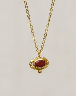 Muja Juma - Ketting - verguld - Red Jasper