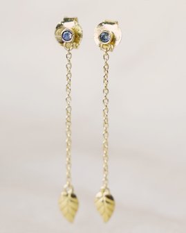 Muja Juma - Earring - goldplated - Hanging Leaf - Blue Topaz