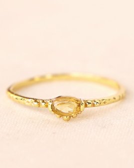 Muja Juma - Ring - verguld - dots - Citrine - maat 54 of 56