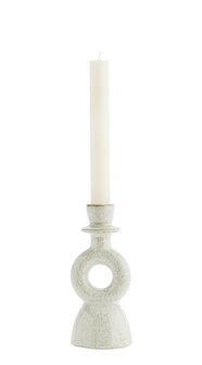 Madam Stoltz - STONEWARE CANDLE HOLDER - offwhite