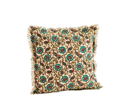 Madam Stoltz - pillow - Beige, green, paprika, mustard 