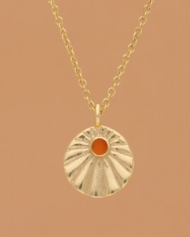 Muja Juma - Ketting - Verguld - Dahlia -  Rode Agaat
