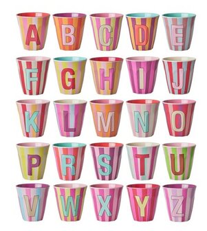 Rice - Melamine Cup - Alphabet PINK - striped 