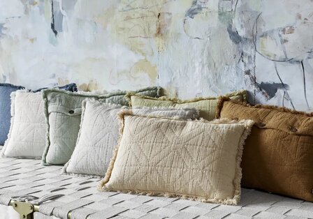 Madam Stoltz - Kussen - quilted - katoen - dusty blue