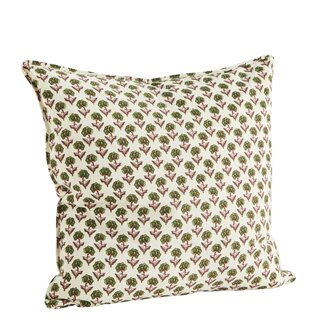 Madam Stoltz - Kussen - katoen - print - off white - groen - oud roze