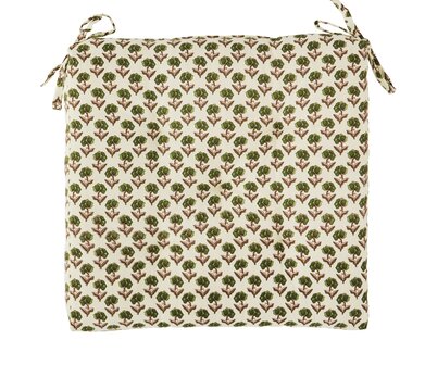 MADAM STOLTZ - Stoelkussen 45 x 45 cm -off white - groen - oud roze