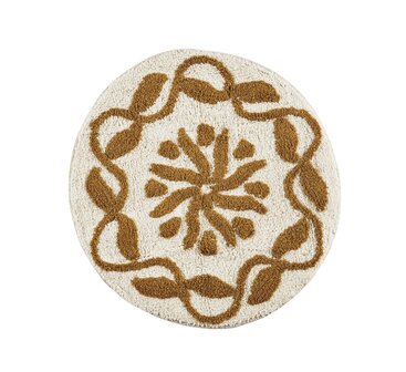 Madam Stoltz - badmat - off white/mosterdgeel - 60cm rond