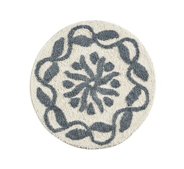 Madam Stoltz - badmat - off white/dusty blue- 60cm round