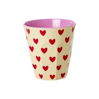 Rice - Melamine Cup - middelgroot - Cr&egrave;me - Darling Hearts Print
