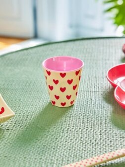 Rice - Melamine Cup - middelgroot - Cr&egrave;me - Darling Hearts Print