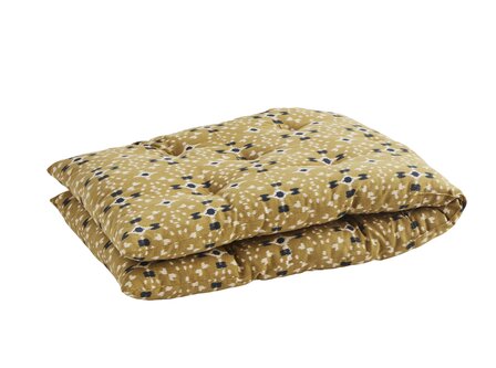 Madame Stoltz - matraskussen 45 x 125 - Mosterd/offwhite/donkerblauw
