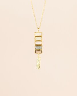 Muja Juma - necklace - Gold Plated - Cinnabar - White moonstone