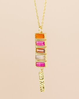 Muja Juma - Ketting - Verguld - Cinnabar - Rode agaat
