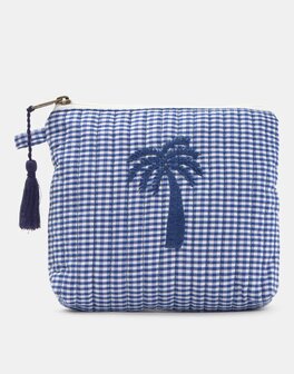 Natura -Toilettas - Klein - Vichy Palm - Wit/blauw