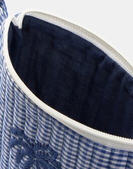 Natura -Toilettas - Klein - Vichy Palm - Wit/blauw
