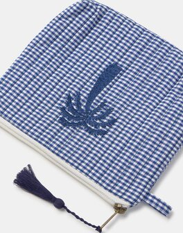 Natura -Toilettas - Klein - Vichy Palm - Wit/blauw