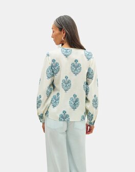 Natura - Printed Blouse - Mahit - Blue / offwhite