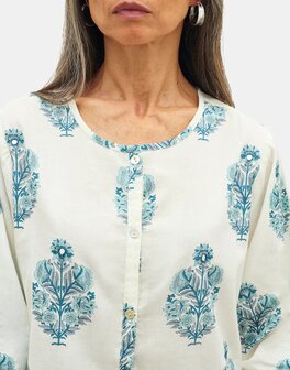 Natura - Printed Blouse - Mahit - Blue / offwhite