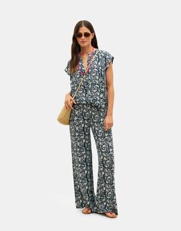 Natura - Printed Pants - Prahit - Blue - White
