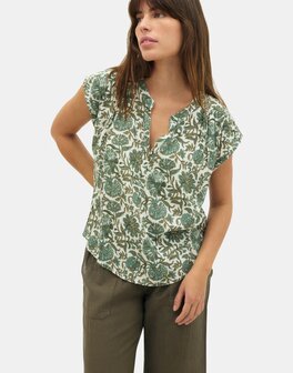Natura - Blouse met Print - Ishwar - Groen