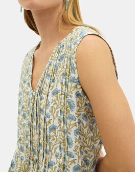 Natura - Lange Jurk met bloemen Print - Gabbie - Groen 