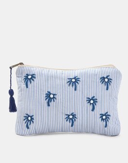 Natura -Toilettas - Klein - Indian stripes - Wit/blauw