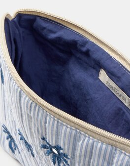 Natura -Toilettas - Klein - Indian stripes - Wit/blauw