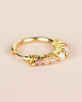 Muja Juma - Oorbel - Stainless Steel - Rhodochrosiet - Gemengde Edelstenen - Parels