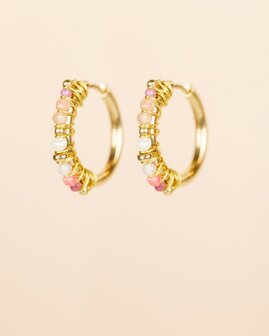 Muja Juma - Oorbel - Stainless Steel - Rhodochrosiet - Gemengde Edelstenen - Parels