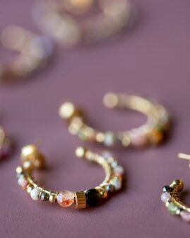 Muja Juma - Oorbel - Stainless Steel - Tsavoriet - Gemengde edelstenen 