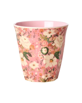 Rice - Melamine Cup - medium - roze - Bloemen