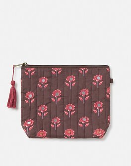 Natura -Toilettas - Klein - bruin met roze bloemen