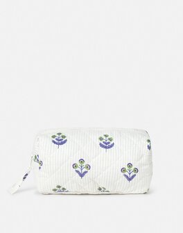Natura -Toilettas - Klein - yaya wit met blauwe bloemen