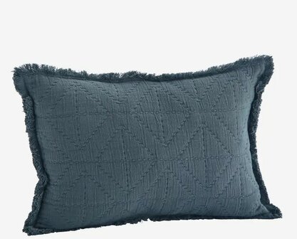 Madam Stoltz - Kussen - quilted - katoen - dusty blue