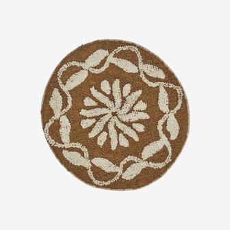 Madam Stoltz - badmat - mosterd/off white - 60cm rond