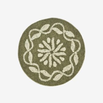 Madam Stoltz - badmat - kaki/off white - 60cm rond