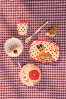 Rice - Melamine taartbord - roze - hartjes - klein