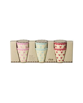 Rice - Melamine Cup - Espresso - Blauw - Favorite Hearts Print